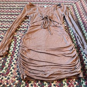 Tan Ruched Dress